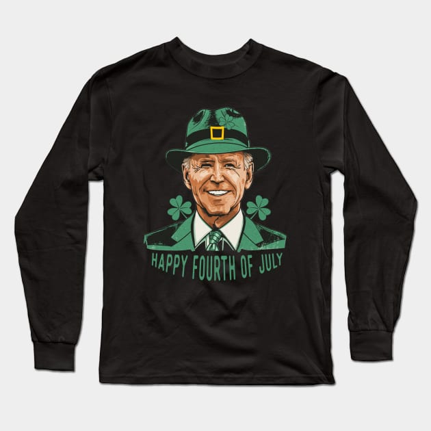 Biden St. Patty's Confused Happy Fourth Long Sleeve T-Shirt by iconicole